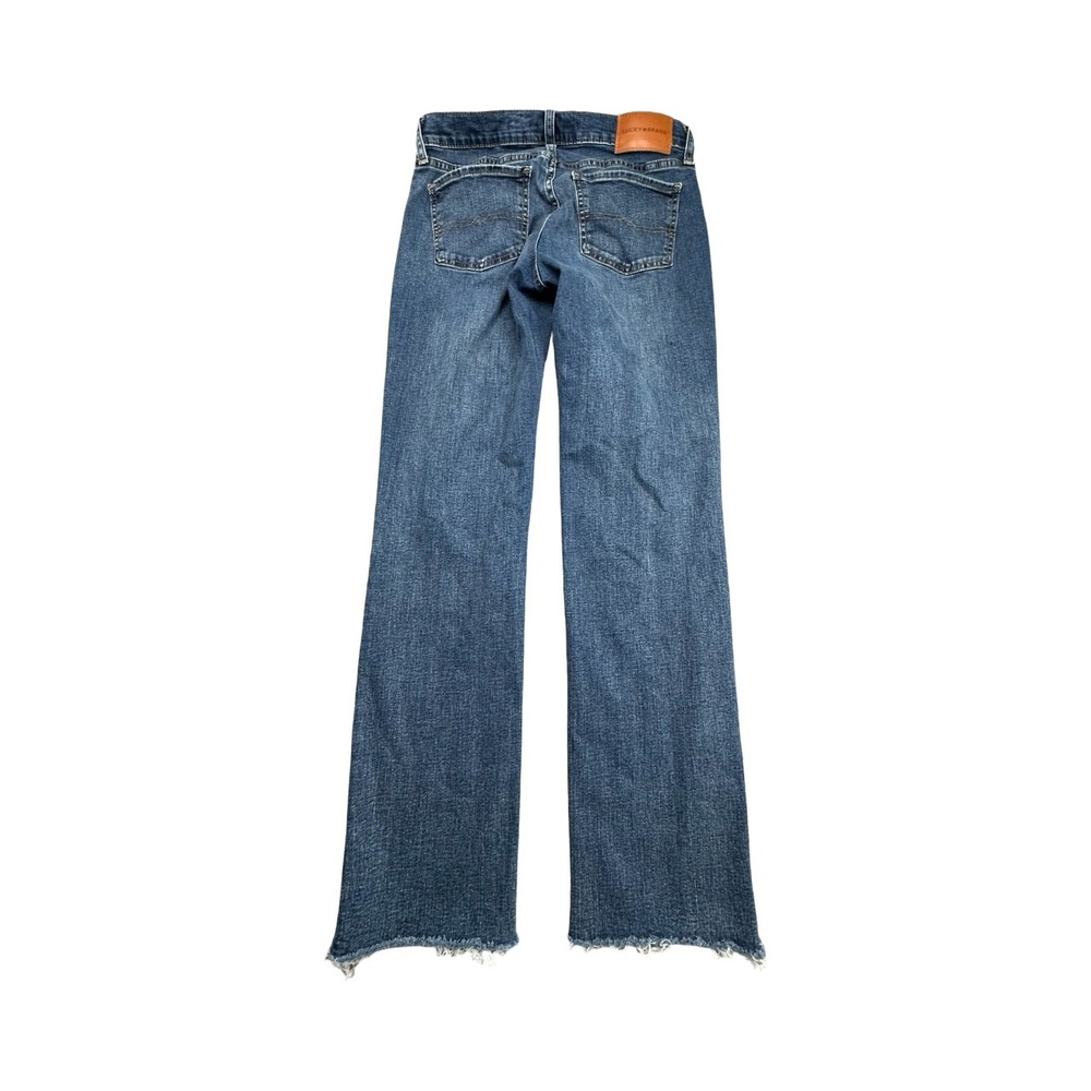Lucky Brand Jeans Womens 6/28 Blue Sweet Mid Rise Straight Raw Hem Button Fly‎ - Picture 2 of 15